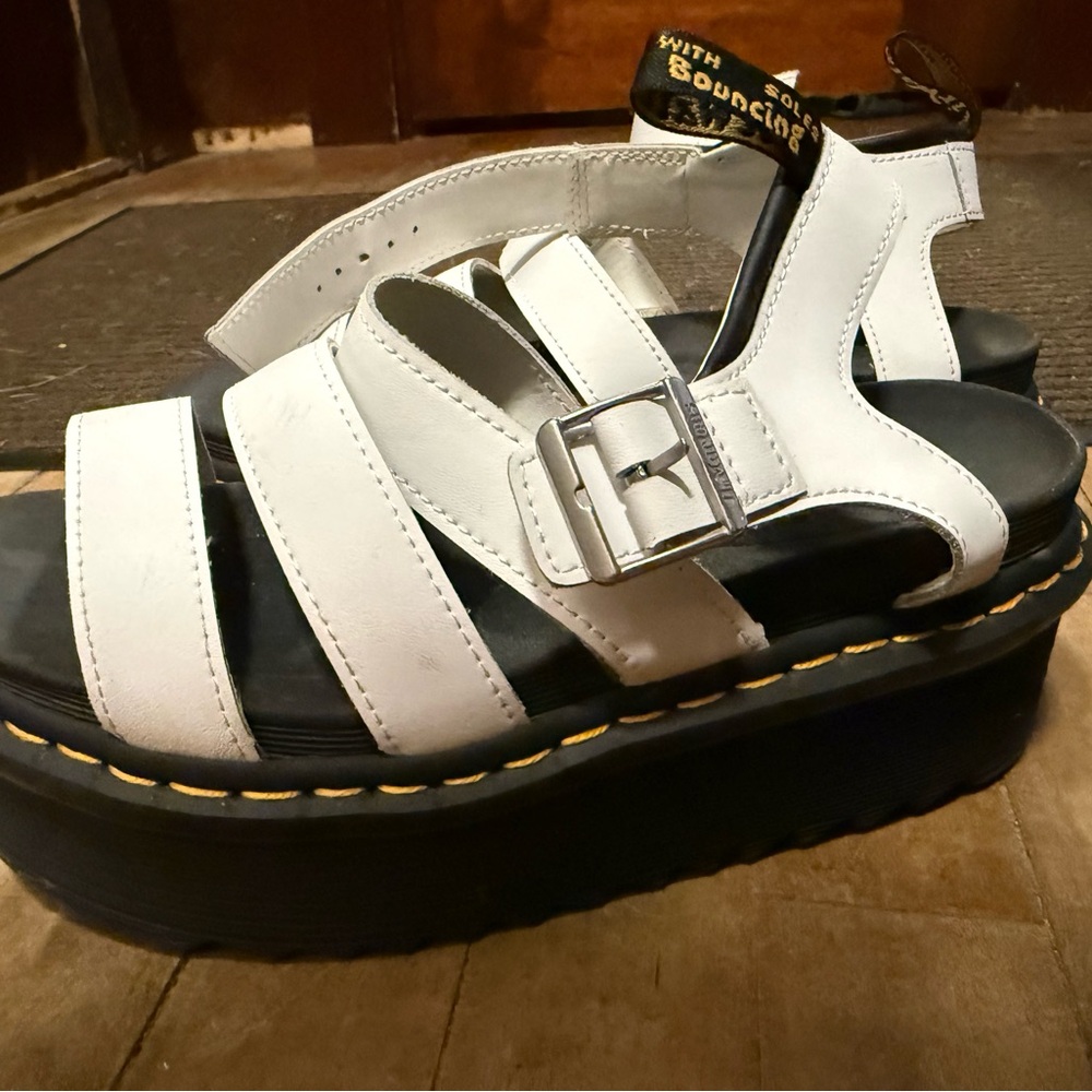 Dr. Martens White Platform Sandals